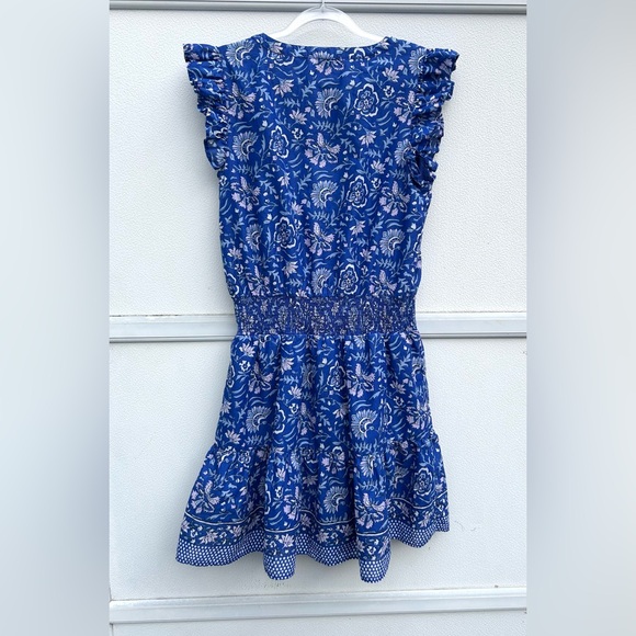 Vineyard Vines Dress Anegada Blue Floral Ruffle Boho Preppy Coastal Cottage Sz S - Picture 14 of 15